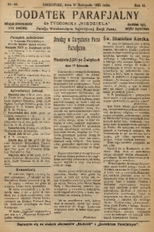 Dodatek Parafjalny do tygodnika „Niedziela” Parafji Wniebowzięcia Najświętszej Marji Panny. 1935, nr 46