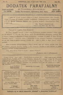 Dodatek Parafjalny do tygodnika „Niedziela” Parafji Wniebowzięcia Najświętszej Marji Panny. 1936, nr 15