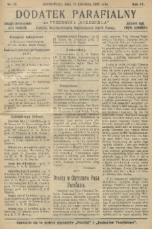 Dodatek Parafialny do Tygodnika „Niedziela” : Parafia Wniebowzięcia Najświętszej Marii Panny. 1937, nr 15