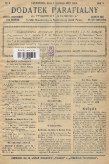 Dodatek Parafialny do Tygodnika „Niedziela” Parafii Wniebowzięcia Najświętszej Marii Panny. 1938, nr 1
