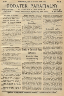 Dodatek Parafialny do Tygodnika „Niedziela” Parafii Wniebowzięcia Najświętszej Marii Panny. 1938, nr 24