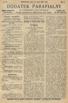 Dodatek Parafialny do Tygodnika „Niedziela” Parafii Wniebowzięcia Najświętszej Marii Panny. 1938, nr 31