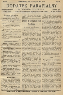 Dodatek Parafialny do Tygodnika „Niedziela” Parafii Wniebowzięcia Najświętszej Marii Panny. 1938, nr 32