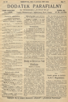 Dodatek Parafialny do Tygodnika „Niedziela” Parafii Wniebowzięcia Najświętszej Marii Panny. 1938, nr 49