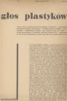 Głos Plastyków : organ Związku Polskich Artystów Plastyków w Krakowie : miesięcznik poświęcony sztukom plastycznym. 1930, Zeszyt 5