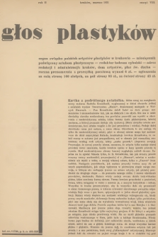 Głos Plastyków : organ Związku Polskich Artystów Plastyków w Krakowie : miesięcznik poświęcony sztukom plastycznym. R.2, 1931, Zeszyt 8