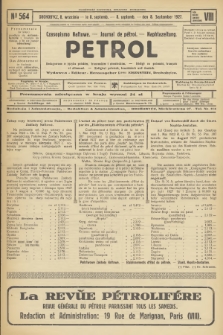 Petrol : czasopismo naftowe : journal de pétrol : Naphtazeitung. R.8, 1927, № 564