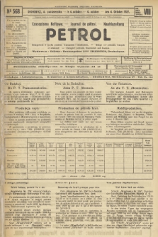 Petrol : czasopismo naftowe : journal de pétrol : Naphtazeitung. R.8, 1927, № 568