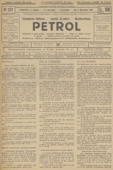 Petrol : czasopismo naftowe : journal de pétrol : Naphtazeitung. R.8, 1927, № 577
