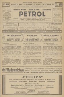 Petrol : czasopismo naftowe : journal de pétrol : Naphtazeitung. R.8, 1927, № 580