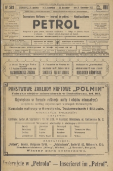 Petrol : czasopismo naftowe : journal de pétrol : Naphtazeitung. R.8, 1927, № 581