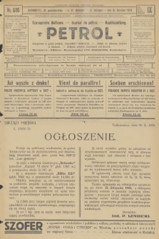 Petrol : czasopismo naftowe : journal de pétrol : Naphtazeitung. R.9, 1928, № 616