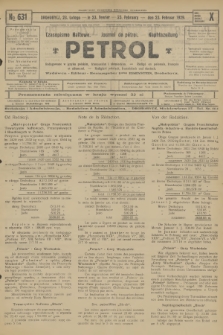Petrol : czasopismo naftowe : journal de pétrol : Naphtazeitung. R.10, 1929, № 631