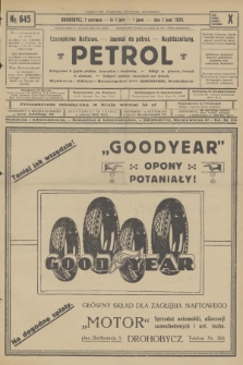 Petrol : czasopismo naftowe : journal de pétrol : Naphtazeitung. R.10, 1929, № 645
