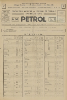 Petrol : czasopismo naftowe : journal de pétrol : Naphtazeitung. R.10, 1929, № 649