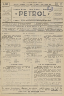Petrol : czasopismo naftowe : journal de pétrol : Naphtazeitung. R.10, 1929, № 660