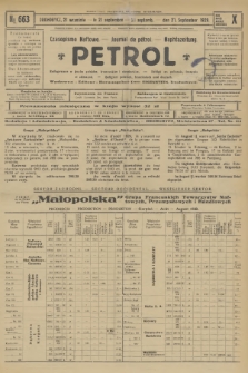 Petrol : czasopismo naftowe : journal de pétrol : Naphtazeitung. R.10, 1929, № 663