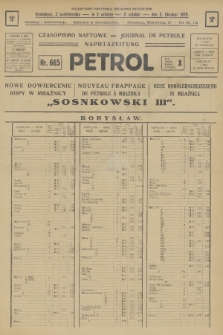 Petrol : czasopismo naftowe : journal de pétrol : Naphtazeitung. R.10, 1929, № 665