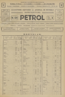 Petrol : czasopismo naftowe : journal de pétrol : Naphtazeitung. R.10, 1929, № 670