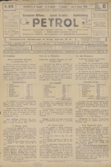 Petrol : czasopismo naftowe : journal de pétrol : Naphtazeitung. R.11, 1930, № 678