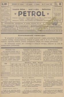 Petrol : czasopismo naftowe : journal de pétrol : Naphtazeitung. R.11, 1930, № 681