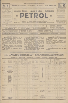 Petrol : czasopismo naftowe : journal de pétrol : Naphtazeitung. R.11, 1930, № 718