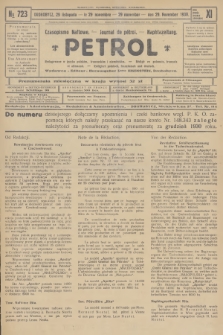Petrol : czasopismo naftowe : journal de pétrol : Naphtazeitung. R.11, 1930, № 723