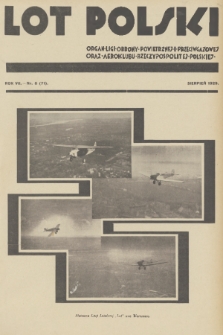 Lot Polski : organ Ligi Obrony Powietrznej i Przeciwgazowej oraz Aeroklubu Rzeczypospolitej Polskiej. R. 7, 1929, nr 8