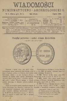 Wiadomości Numizmatyczno-Archeologiczne : organ Towarzystwa Numizmatyczno-Archeologicznego w Krakowie. R.2, 1890, nr 3