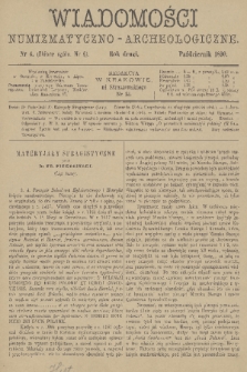 Wiadomości Numizmatyczno-Archeologiczne : organ Towarzystwa Numizmatyczno-Archeologicznego w Krakowie. R.2, 1890, nr 4