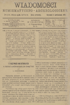 Wiadomości Numizmatyczno-Archeologiczne. R.4, 1892, nr 1 i 2