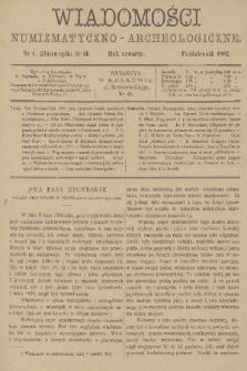 Wiadomości Numizmatyczno-Archeologiczne. R.4, 1892, nr 4