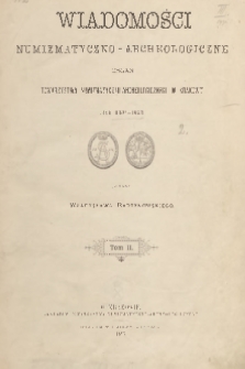 Wiadomości Numizmatyczno-Archeologiczne. R.5, 1893, spis rzeczy