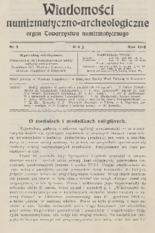 Wiadomości Numizmatyczno-Archeologiczne : organ Towarzystwa Numizmatycznego. T.2, 1910, nr 5