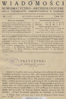 Wiadomości Numizmatyczno-Archeologiczne : organ Towarzystwa Numizmatycznego w Krakowie. 1920, nr 1-6