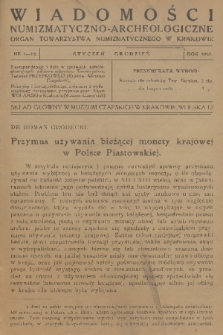 Wiadomości Numizmatyczno-Archeologiczne : organ Towarzystwa Numizmatycznego w Krakowie. 1923, nr 1-12