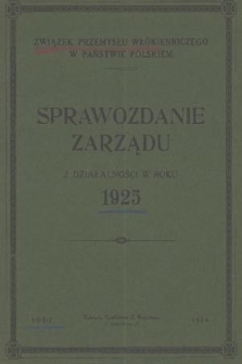 Sprawozdanie Zarządu z Działalności w Roku 1925