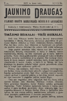 Jaunimo Draugas : mėnesinis jaunuomenės laikraštis. M.10, 1935, nr 3