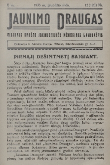 Jaunimo Draugas : mėnesinis jaunuomenės laikraštis. M.10, 1935, nr 12