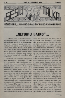 Sesiu Talka : mėnesinis „Jaunimo Draugo” priedas moterims. M.11, 1937, nr 2