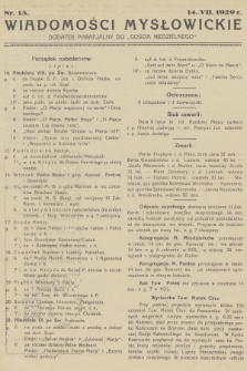 Wiadomości Mysłowickie : dodatek parafjalny do „Gościa Niedzielnego”. [R.1], 1929, nr 15