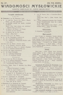 Wiadomości Mysłowickie : dodatek parafjalny do „Gościa Niedzielnego”. [R.1], 1929, nr 17