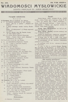 Wiadomości Mysłowickie : dodatek parafjalny do „Gościa Niedzielnego”. [R.1], 1929, nr 20