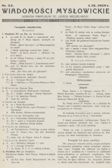 Wiadomości Mysłowickie : dodatek parafjalny do „Gościa Niedzielnego”. [R.1], 1929, nr 22