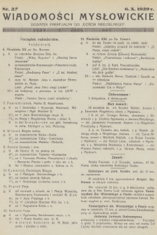 Wiadomości Mysłowickie : dodatek parafjalny do „Gościa Niedzielnego”. [R.1], 1929, nr 27