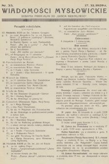 Wiadomości Mysłowickie : dodatek parafjalny do „Gościa Niedzielnego”. [R.1], 1929, nr 33