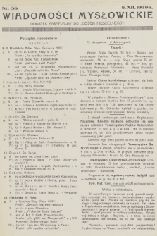 Wiadomości Mysłowickie : dodatek parafjalny do „Gościa Niedzielnego”. [R.1], 1929, nr 36