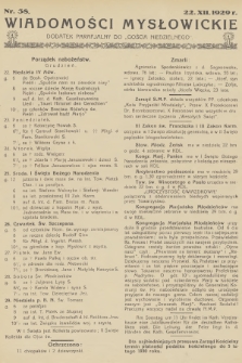 Wiadomości Mysłowickie : dodatek parafjalny do „Gościa Niedzielnego”. [R.1], 1929, nr 38