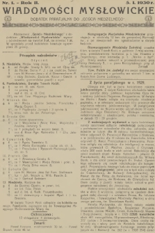 Wiadomości Mysłowickie : dodatek parafjalny do „Gościa Niedzielnego”. R.2, 1930, nr 1