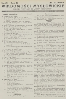 Wiadomości Mysłowickie : dodatek parafjalny do „Gościa Niedzielnego”. R.2, 1930, nr 17
